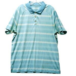 Oakley Hydrolix Men's Shirt Large Blue White Stripes Short Sleeve Pullover Shirt